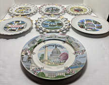 7 Vintage Souvenir Decorative Plates DC, Hollywood, TN, Vegas , VA, NY, Bermuda. picture