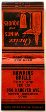 1940s Hawkins Grille Vintage Matchbook South Meriden Connecticut Restaurant picture