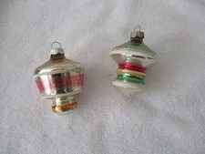 Vintage 1950s Shiny Brite atomic Christmas ornaments, lantern, top picture