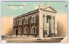 Algoma Wisconsin Bank Of Algoma c1910s WI Postcard picture