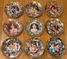 Vintage ROMANTIC VICTORIAN KEEPSAKES Collector JOHN GROSSMAN PLATES Lot of 9 picture