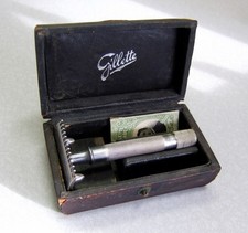 Gillette 703046 1906 Standard Single Ring DE Safety Razor Silver Plate Set picture