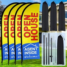 Buryeah 4 Pack Open House Flags Signs For Real Estate Agents 7X5.4 Ft Feather picture