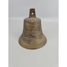 Antique Bronze Bell no 16 Late 19th Century Brown Cast Metal Iron Clapper 4.5in picture