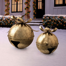 Member's Mark Oversized Jingle Bell Décor, Gold Set of 2 picture