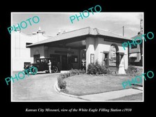 OLD 8x6 HISTORIC PHOTO OF KANSAS CITY MISSOURI WHITE EAGLES GAS STATION c1930 picture