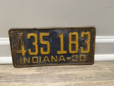 1930 Indiana License Plate 435183 Vintage Embossed Metal Auto Tag picture