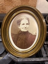 Antique Victorian Oval Walnut Frame Photo/Portrait of a Woman in Black Clothing picture