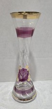 1960'S- 1970s-- Ensco Gilded Art Glass Vase Hand Painted Floral - Imports Japan picture