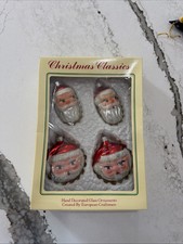 Vtg Christmas Classics European Craftsman Glass Santas Double Sided Ornaments picture