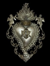 Vintage Ex Voto Sacred Heart Tattoo Vintage Carving 16x11 Cm Design picture