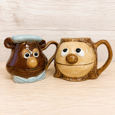 Vintage 1970s Jim Hensons Muppet Show Fozzie Bear Rowlf the Dog Hand Painted Mug picture