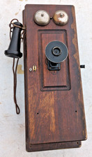 Antique Oak Wall Crank Telephone Gracraft- Leich Electric Co. Genoa, ILL. USA. picture