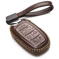 Genuine Leather Smart Key Fob Case Cover Protector with Leather Key Clap Compati picture