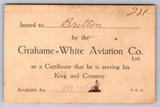 1915 Grahame-White Aviation WWI War Service Certificate Churchill Hendon RNAS picture