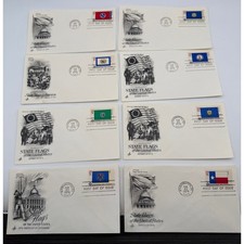 8pc Vintage 1976 ArtCraft State Flags First Day of Issue Envelopes 13c Stamps picture