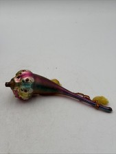 Rare Antique German Hand-Blown Pink Horn/Pipe Puffy-Rim Christmas Ornament picture