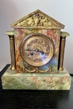 1860 Antique S.Marti A Paris Onyx Jade & Marble Striking French Mantel Clock picture