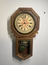 Antique 1902 Ansonia Coca Cola 5¢ Calendar Regulator Wall Clock 32” Working picture