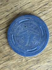 Vtg $1 Airplane 1949/1950 Era Blue Casino Chip ~ THE AIRPORT CLUB IN CALIFORNIA picture