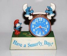 Vintage Smurfs Alarm Clock 1980s Rare “Have a Smurfy Day” Collectible picture
