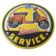 Vintage Vespa Sign - Bike Gas Service Station Porcelain Advertising Sign picture
