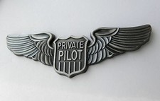 PRIVATE PILOT AIRCRAFT CIVILIAN LARGE PEWTER WINGS LAPEL PIN BADGE 2.8 INCHES picture