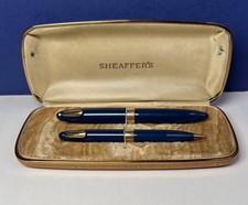 Vintage Sheaffer Tuckaway Fountain Pen Pencil Set Persian Blue 14k Triumph Nib picture