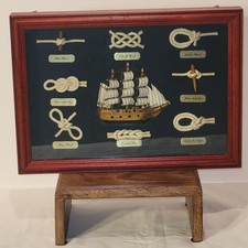 Vintage Nautical Shadow Box Framed Sailing Ship Sailor Knot - picture