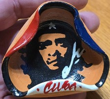 Vtg Rare CHE GUEVARA CUBA Handmade Terracotta Cigar Havana Art Pottery Ashtrays picture