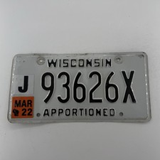 2022 MAR Wisconsin Apportioned license plate 93626X RARE Black Font Base picture