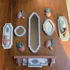 Vintage 90s Burwood Southwest Wall Decor Set Mirrors Sconces Shelf Cactus Lot  picture