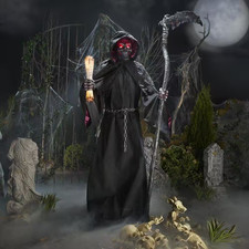 7.5 Ft Animated LED Fiery Reaper Animatronic Halloween Outdoor Yard Decor picture