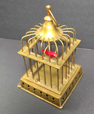 VIntage Brass Birdcage with Red Bird Figurine, Vintage, Approx. 4.5