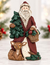 Sarah's Attic Christmas Wonder Figurine #515-1989 Santa w/ Fawn & Tree Signed picture