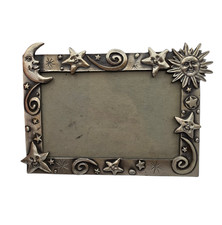 Vintage 1999 Y2K celestial-themed pewter picture frame 5x7 Moon Sun Stars picture