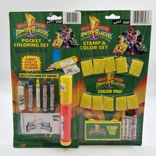 MIGHTY MORPHIN POWER RANGERS STAMP & Pocket COLOR SET CRAYONS GORDY TOY 1993-94 picture