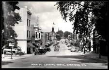 Vintage Postcard Real Photo Main Street Hartford Wisconsin picture