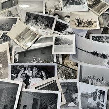 Vintage B&W Snapshot Lot Of 100 Original Random Found Old Photographs picture
