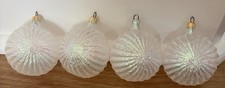Set Of 4 Vintage Kurt Adler Christmas Ornaments Frosted Ribbed Glass Glitter picture