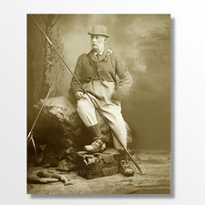Early 1900s Fly Fisherman with Rod – Vintage Studio Photo Giclee Fine Art Print picture