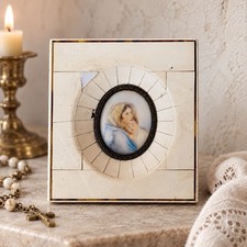 Antique Italian Madonna & Child Miniature Painting c1875 | Victorian Religious picture