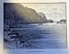 1884 Farming Wheat Fields of the Columbia River illustrated picture