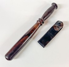 Vintage police billy club Truncheon baton with leather belt loop/frog picture