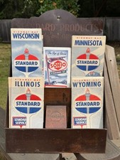 Antique Standard Oil Co of New Jersey Metal Advertising Map Display Rack c.1930s picture