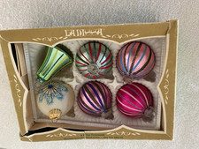 VTG Lanissa Glass Christmas Ornaments Hand Blown Glitter 5 and an extra picture