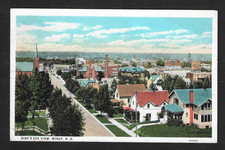Minot ND-North Dakota, Bird's Eye View White Border Postcard 1934 Sycamore IL picture