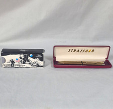 Vintage Pen Sets Lot: Fisher Space Pen Apollo Moon Box & Boxed Stratford, Gold picture