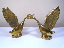 VINTAGE PAIR OF HEAVY MCM BRASS GEESE picture