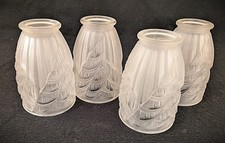 Set of 4 Antique Signed Charles Schneider Art Deco  Glass Shades 2.25 in. Fitter picture